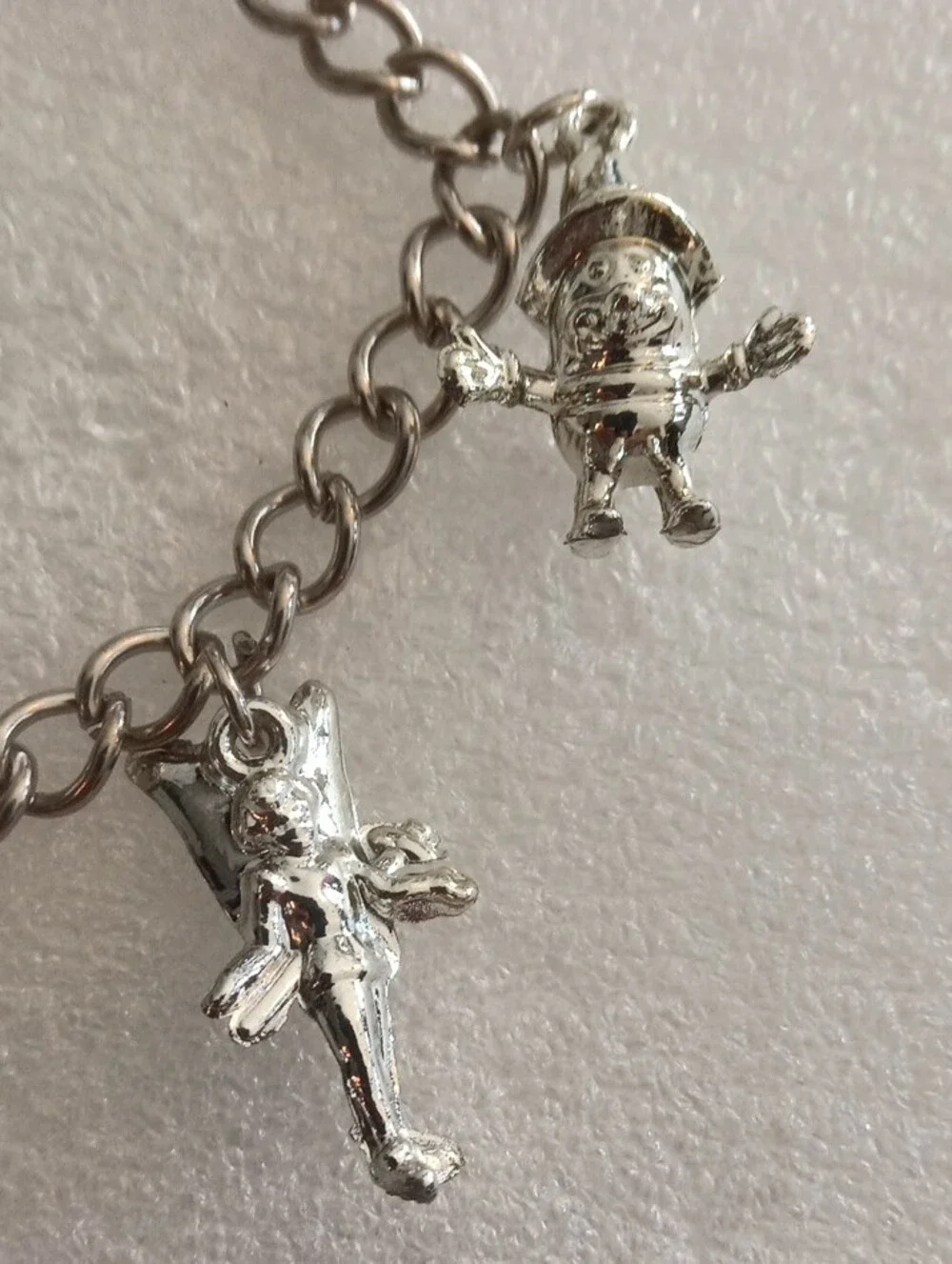 Silver Tone Characters Charm Bracelet